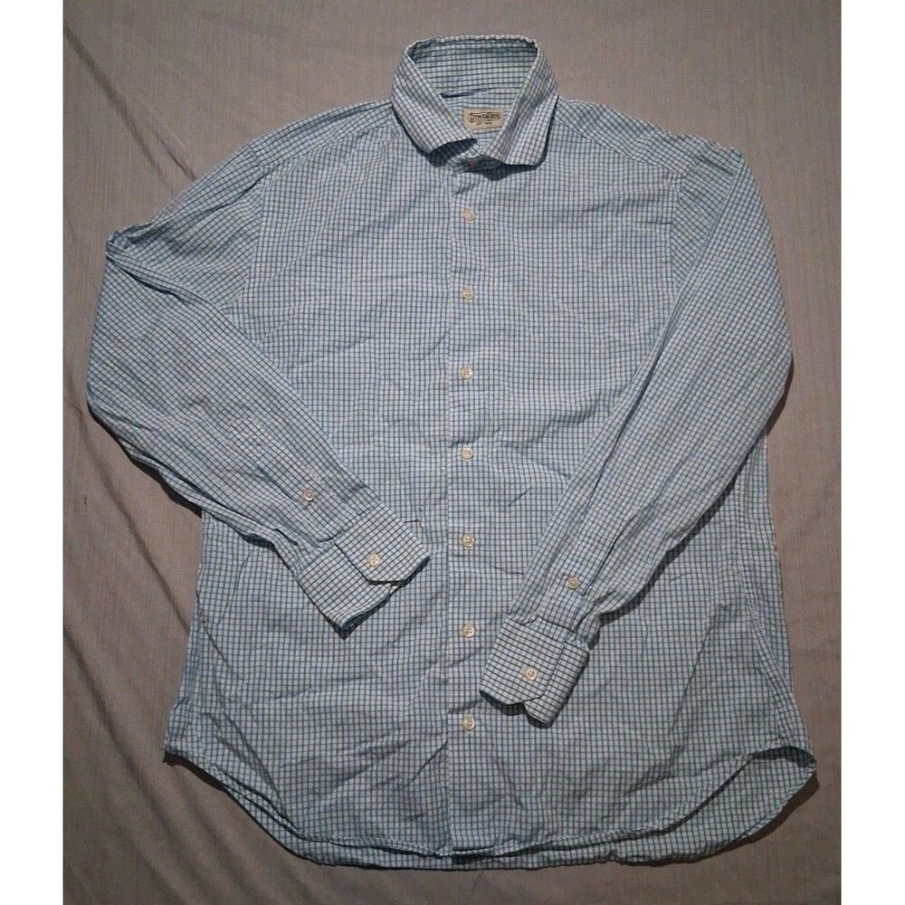 Gitman Bros Shirt Mens Large Blue Check Plaid Button Down Long Sleeve Dress USA - Picture 2 of 5